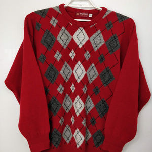 Pitlochry Knitwear Mens Red Sweater Pure 100% Wool